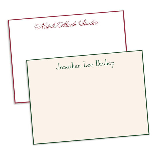 Regal Hand-Bordered Flat Note Cards - Raised Ink